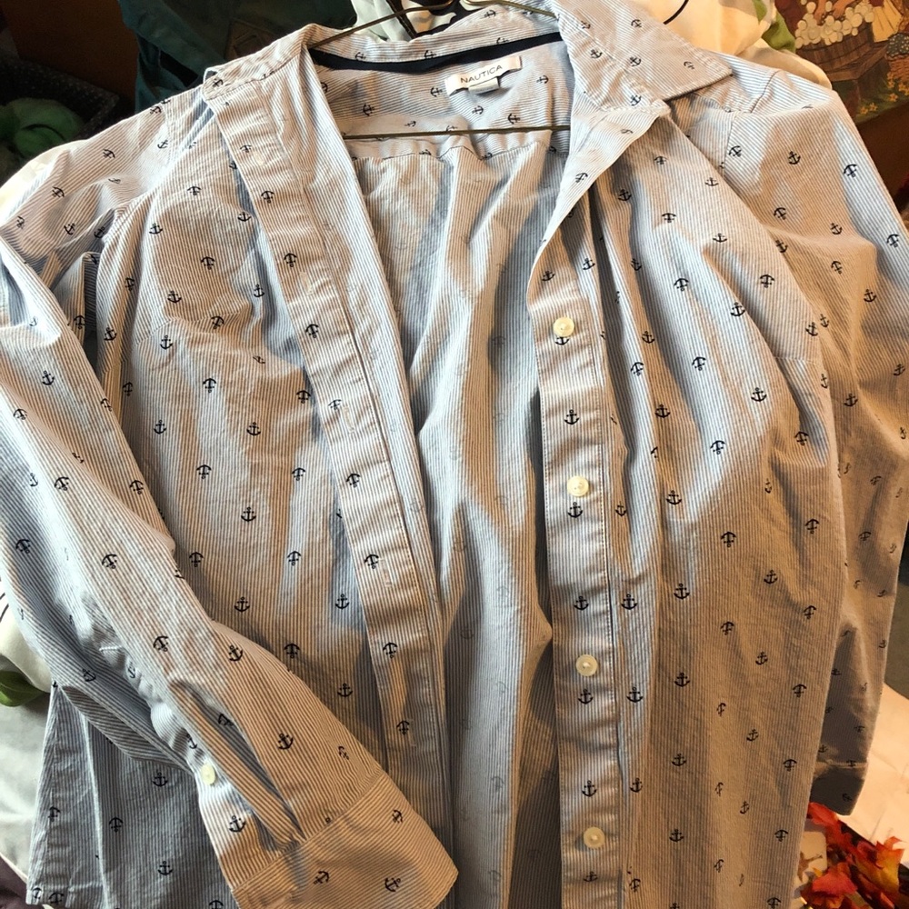 Nautica button down long sleeved shirt